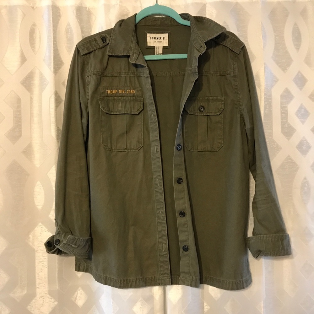 Green Army Jacket. Forever 21. Size M